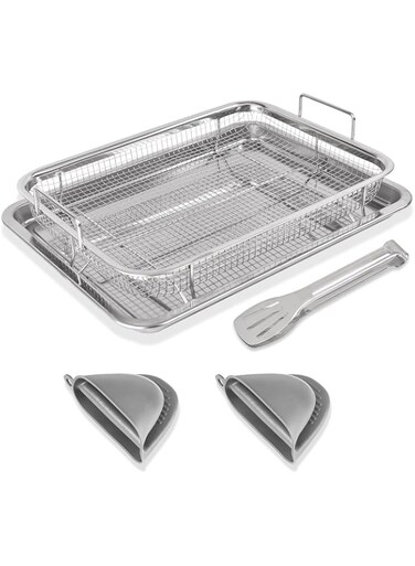 SZMDLX Stainless Steel Air Fryer Tray for Oven, Oven Air Fryer Basket and Tray, Air Fryer Baking Pan, Deep Fryer Basket and Tray.