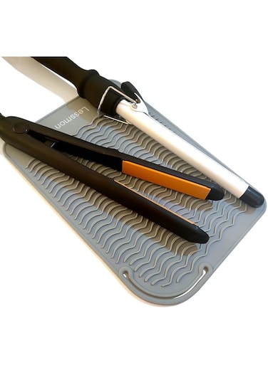 Lessmon Large Heat Resistant Mat for Curling Irons, Hair Straightener, Flat Irons and Hair Styling Tools 11" x 7.5", Grey