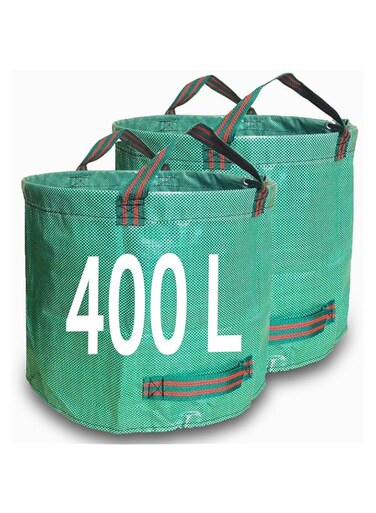 Singwow Garden Waste Bags 400L x 2 Heavy Duty Garden Bags, Reusable Garden Sacks with Handles, Ideal for Collecting Garden Waste, Plant waste grass and Leaves (400L)