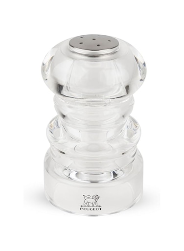 Peugeot Nancy Salt Shaker 9cm Acrylic. Transparent design. Made in France.