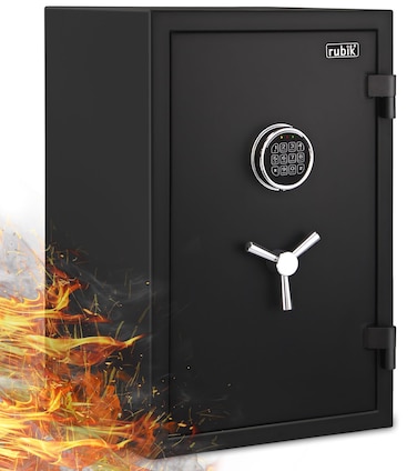 Rubik Fireproof Safe Box with Digital Keypad and Key Lock for Home Office Protect Money Jewelry A4 Documents Passport RBFP66 (Size 66x43x35cm) Black