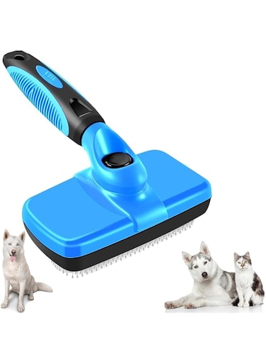 AINA Self-Cleaning Pet Grooming Brush   Slicker Retractable Brush for Dogs &amp; Cats Shedding, Detangling, &amp; Fur Removal with Click Clean Button   Effective, Comfortable, &amp; Perfect for Pet Grooming