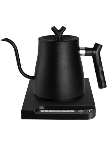 MGPGNOV Electric Temperature Control Gooseneck Kettle, Pour Over Kettle for Coffee Tea Brewing, Stainless Steel Inner Lid and Bottom, 1000W Rapid Heating, 1L, Touch Screen Panel (Black)