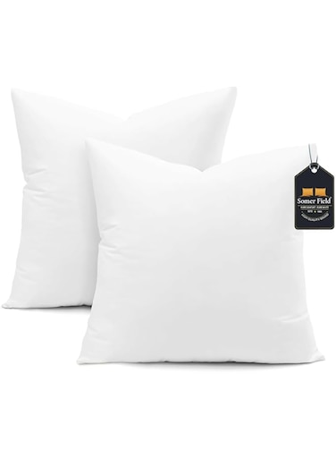 Somer Field - Super Soft Bedding Cushion, Cushion Stuffer Inserts, Hollow Siliconised Fibre Square Pillows - White - Best Buy (35x35 cm)