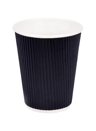 Khaleej Pack Disposable Coffee Cups Paper Cups &ndash; Ripple Cups Black [25 Cups] 12 Ounces Paper Cups Kraft Durable Thickened Hot and Cold Coffee Paper Cups Without Lids