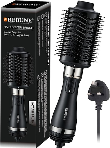 REBUNE 1200W Hair Dryer Brush Salon &amp; Home 3 In 1 Hot Air Styler Straightening &amp; Curling Fast Heating Hair Styler Comb Brush Strong Wind Hair Blow Dryer