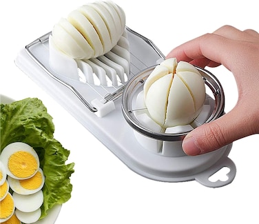 Egg Slicer, Egg Slicer for Hard Boiled Eggs, Stainless Steel Wire Egg Slicer,with 2 Slicing Styles, Heavy Duty Aluminium Egg Cutter Dishwasher Safe for Egg Strawberry Soft Fruit
