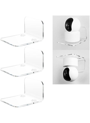 Acrylic Floating Wall Shelves Set of 3 for Security Cameras, Baby Monitors, Speakers - Universal Small Wall Shelf
