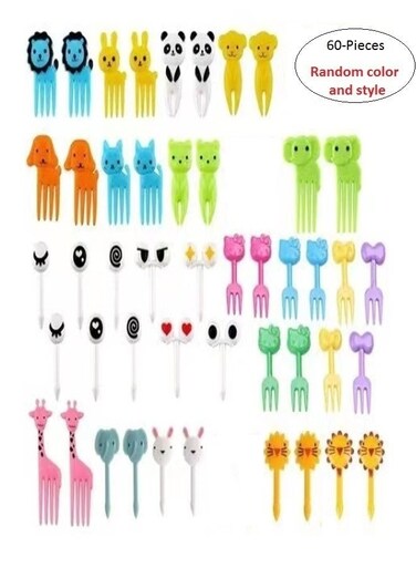 60 Pieces Cute Animals Food Fruit Fork Picks For Kids