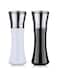 MAKINGTEC Refillable Salt Pepper Grinder Set Black and White,Adjustable Stainless Steel Salt &amp; Pepper Mill Grinder for Spices and Seeds,Elegant Salt Pepper Grinder Shakers,Tall Glass Pepper Salt Mill