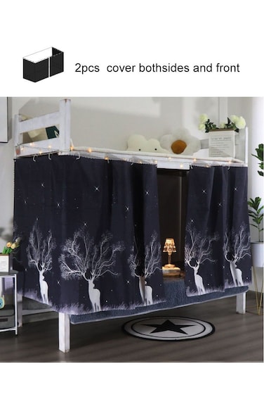 HOME 2PCS Bunk Bed Curtain Single Sleeper Canopy Blackout Cloth Shading Bedding Junior Students College Home Drapery