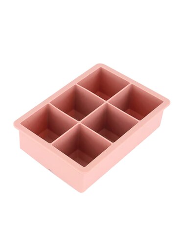 Silicone Ice Cube Tray, 6-Cube Flexible Nonstick Ice Mold for Freezer, For Whiskey and Cocktails, Pink, BSIT02