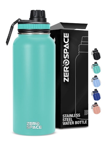 Stainless Steel Water Bottle 1L, 32oz Double Wall Vacuum Insulated Water Bottle, Hot &amp; Cold Thermos Flask with Spout Lid, BPA-Free Water Bottles for Gym, Travel, Office and Kids (Green)