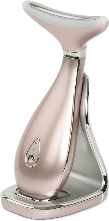 VRAIKO LILY Neck Face Massager, Face Sculpting tool, Skin Rejuvenation Device with Thermal, Triple Action LED and Vibration, for Anti-aging, Lifting and Tightening Sagging Skin (Rose Gold)