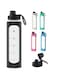 KASTWAVE 32 oz Glass Water Bottle with Time Marks and Silicone Sleeve - Flip Lid, Motivational Water Bottles for Hydration, Reusable, Wide Mouth, Leakproof, 1 Liter Glass Drinking Bottle,BPA Free 1PCS