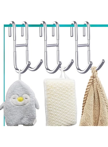 NACETURE Shower Door Hooks Towel Rack- Glass Door Hooks for Hanging Coat Rack Hat Rack Bathroom Organizer Bathrobe Loofah Shaver Sponge (2Pack) (3Pack)