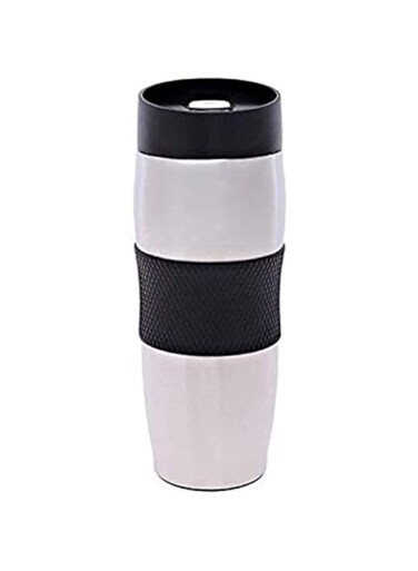 Nessan Mug with Silicone Rubber, 380ml, Black/Silver, F-HV056-GR