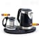 Electric Tea Maker Set with Stainless Steel Kettle &amp; Glass Teapot, Dual Pot Tea Brewing Tray