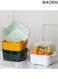 Fruit Strainer Colander Bowl Set, Kitchen Nesting Vegetable Fruit Washing Soaking Basket, 2 in 1 Large Plastic Food Storage Container Basin for Pasta Salad Berry Drain BPA Free, Light Green