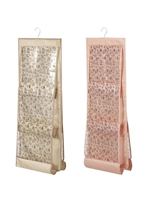 Azonee 6 Pocket Wardrobe Organizer, Hanging Handbag Purse Organizer, Space Saving Handbag Organizer, Suitable for Wardrobe Handbag Organizer Multilayer Handbag Organizer (Two Colors, 33 Inch)