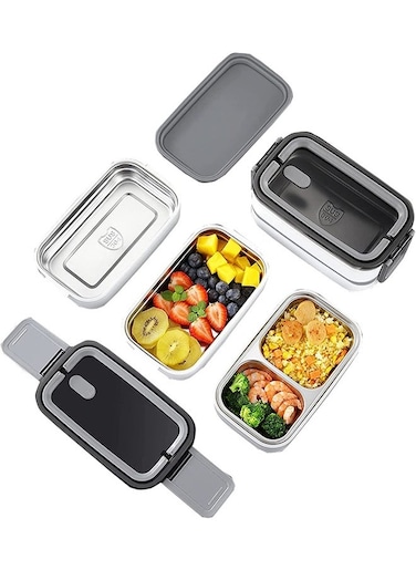 Bento Lunch Box Stainless Steel Insulated Lunchbox with 3 Compartments Food Storage Containers and insulation Bag BPA Free Airtight Snack Food for Kids &amp; Adults
