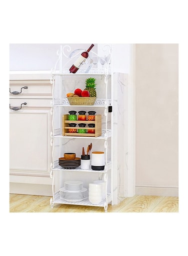 Five-layer Iron Shelf Storage White