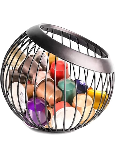 Coffee Pods Holder,Large Capacity Coffee Pod Container,Space-Saving Espresso Capsule Holder,Stainless Steel Cup Organizer,Sturdy Metal Wire Fruit Bowl Snack Storage