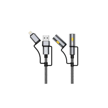 6-in-1 Charging Cable 1.2m PD 60W with LED Light, Ignition &amp; Fast Data Transfer