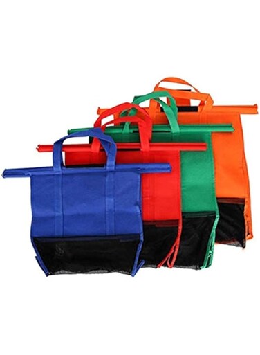 ZYEZI Eco-friendly Grocery Cart Tote, 4 Detachable Foldable Grocery Bags Sized Reusable Shopping Bags Organizer Trolley Carts