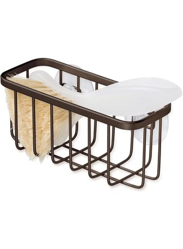 Gia Sink Suction Holder For Sponges, Scrubbers, Soap In Kitchen, Bathroom, Bathtubs, 5.75" X 2.25" X 2.5" - Bronze