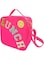 Insulated Lunch Bag With Adjustable Shoulder Strap, Nylon Preppy Lunch Box Large Insulated Lunch Bag Reusable Lunch Tote Bag with Smiley Preppy LunchBag for Girls School Travel Picnic (Rosy Red)