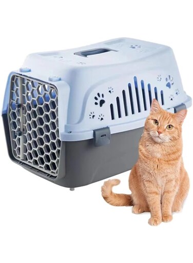 Orchid M TIM Pet Carrier Cat Cage Travel Kennel Airline Approved Box with Door for Indoor Oudoor Car Small Kitten Puppy Dog Sleeping (Blue)