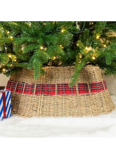 Rocinha Rattan Christmas Tree Collar - Rustic Handcrafted Christmas Tree Ring Easy Set Up 26" Tree Ring Tree Skirt Decorates Your Home for The Holidays