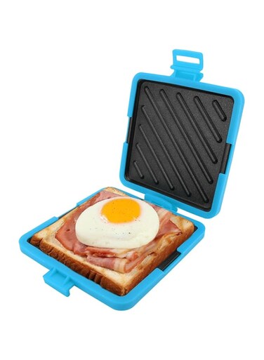 Dpofirs Microwave Toastie Maker, Grilled Cheese Sandwich Maker, Microwavable Toaster with Adjustable Silicone Straps No Electricity Cordless (Blue)