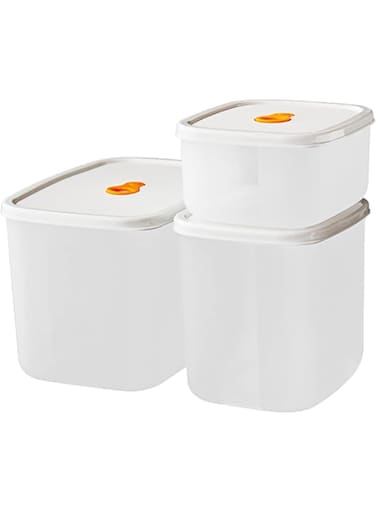 XBLDS Microwave Food Containers Set 3 Pack Steam Release Vent Dishwasher &amp; Freezer Safe (Square)