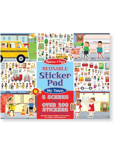 Melissa &amp; Doug Reusable Sticker Pad: My Town - 200+ Stickers and 5 Scenes