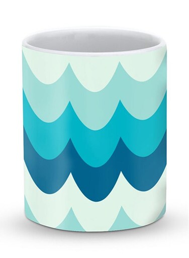 Premium Wavy Waves Designer Mug Blue/Beige