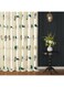 Story@Home Curtains 7 Feet Long 100% Cotton Door Curtain Canvas Fabric Tieback, Humming Bird Print, Off White and Blue, 215 cm X 118 cm, 1 Piece