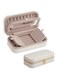 Travel Jewelry Case, Azonee Small Jewelry Organizer with Mirror, 4.1 x 8 x 2.4 Inches, PU Surface with Stitching, Portable Gift Box, Elegant Jewelry Box, Cloud White