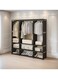 Nest 3 Section Metal Wardrobe Organizer with Triple Hanging Rods and 9 Storage Shelves Freestanding Open Closet with Waterproof Fabric Shelves for Bedroom and Small Spaces