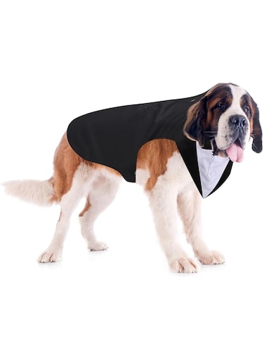 Weewooday Dog Tuxedo and Bandana Set Dogs Formal Tuxedo PET Wedding Party Suit Wedding Bow Tie Shirt for Wedding Christmas Birthday Costumes (Cute Style,XX-Large)
