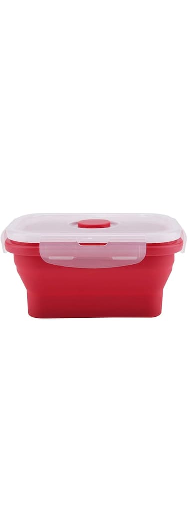 Junluck Folding food boxes, 350 ml rectangle silicone box. Microwave food container(red)