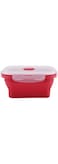 Junluck Folding food boxes, 350 ml rectangle silicone box. Microwave food container(red)