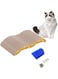 Cat Scratch Board &amp; Self Grooming Brush, Wave Double-Sided Cat Sctracher with Corner Comb Massage Toy, Corrugated Scratching Cardboard Post Catnip Bed for Pet Kitty Cat