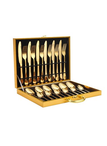 24-piece Stainless Steel Cutlery Set Gold