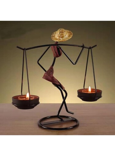 Cicodona Black Metal Candles Holder-Pillar Candlestick Decorative Table Candle Stand for Indoor Outdoor, Events, Parties, Christmas Day Gift, Wedding Decorations