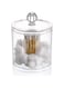 Hipiwe Cotton Ball and Swab Organizer with Lid Apothecary Acrylic Jar Makeup Cotton Organizer Bathroom Storage Canister Jar for Cotton Rounds Pads Q-Tips Holder