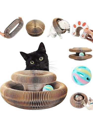 TSWCBYYLB Magic Organ Cat Scratcher Board Kitty Kurlz Indoor Interactive Toy with Ball