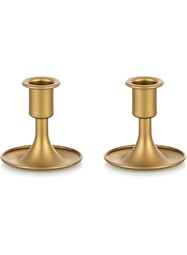 TERRIFI 2 PCS Gold Taper Candle Holder, Candlestick Taper Candle Holders, Gold Candle Holder, Suitable for Table Centerpiece, Wedding Reception, or Home Decor