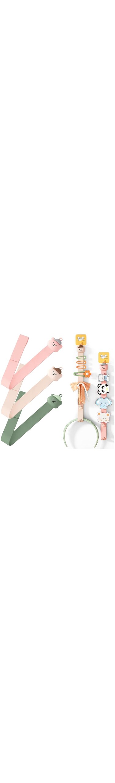 Azonee Cartoon Bear Hair Clips Storage Strap, Organizer for Hair Bows, Barrettes, Claw Clips, Headbands and Ties, Cute and Stylish Bedroom D&eacute;cor, 3-Piece Set